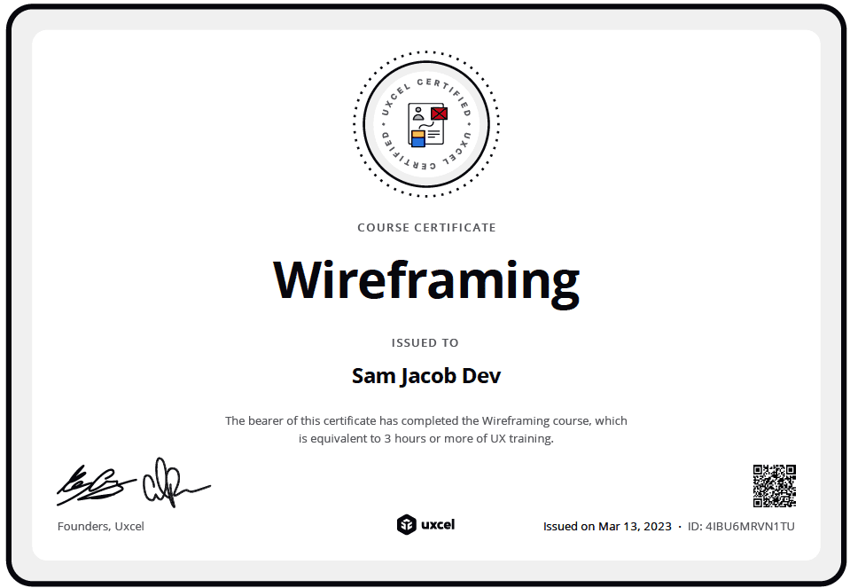 Wireframing uxcel certificate